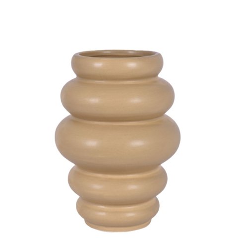 Vaso Decorativo Escultural 17cm Areia Cerâmica
