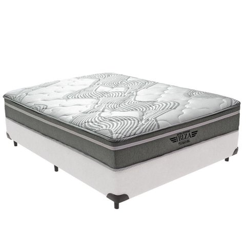 Cama Box com Colchão Viúvo Ibiza Pillow Top Molas Ensacadas Tecido Sintético Vtech