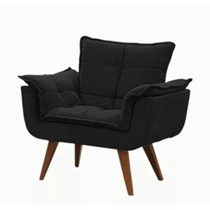 Poltrona Decorativa Opala Pé Palito - Preta