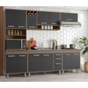 Ver imagem 1 de Jogo de Cozinha Completa Barcelona 5 Peças com Balcão P/pia e Cooktop - Carvalho/ Grafite Poliman