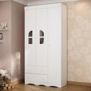 Ver imagem 1 de Guarda-roupa Infantil 92cm com Vidro 3 Portas e 2 Gavetas Liz Multimóveis Mp4513 Branco