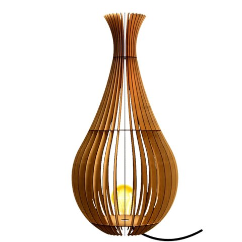 Abajur Grande de Chão GOTAS DE ORVALHO MDF Luminária -:Marrom/90x40cm