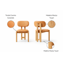 Ver imagem 3 de Conjunto Sala de Jantar 6 Lugares Lotus Mesa e Cadeiras Madeira Maciça e Tecido Courissimo Caramelo