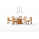 Ver imagem 2 de Conjunto Sala de Jantar 6 Lugares Lotus Mesa e Cadeiras Madeira Maciça e Tecido Courissimo Caramelo
