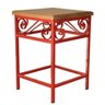 Banco Quadrado Rustico Ferro e Madeira Uai Artesanatos Artesanal Vermelho e Marrom - 4