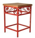 Ver imagem 3 de Banco Quadrado Rustico Ferro e Madeira Uai Artesanatos Artesanal Vermelho e Marrom