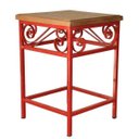 Ver imagem 2 de Banco Quadrado Rustico Ferro e Madeira Uai Artesanatos Artesanal Vermelho e Marrom
