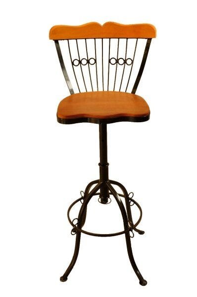 Cadeira Bistrô 70cm Giratória Uai Artesanatos Rustico Artesanal Ferro e Madeira Preto e Marrom - 3