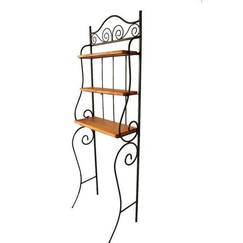 Prateleira Artesanal Uai Artesanatos sobre o Vaso Sanitário em Ferro e Madeira Preto e Marrom