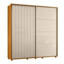 Ver imagem 1 de Guarda-roupa Casal Monet Ripado 2 Portas de Correr 4 Gavetas - 7 Decor Cinamomo e Off White