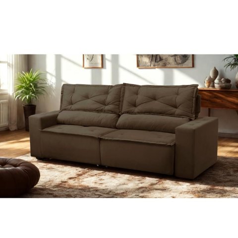 Sofá Retrátil e Reclinável 3 Lugares com Molas 1,80m Lima Suede Mirra Decor
