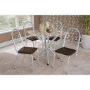 Ver imagem 1 de Kit 4 Cadeiras Sala Jantar Volga C/ Tampo de Vidro 90cm e 4 Cadeiras Holanda Cromada - Courano