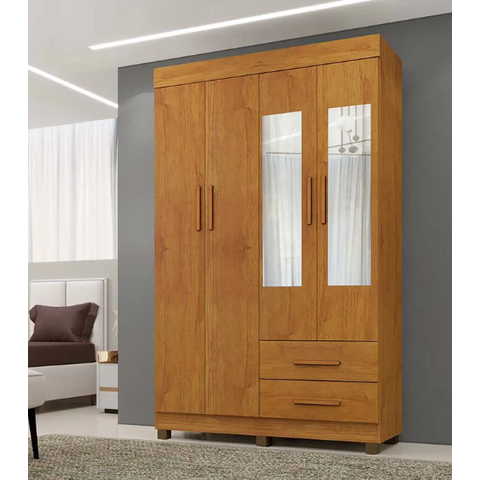 Guarda Roupa Copacabana New 4 Portas com Espelho Benetil Móveis - Cinamomo