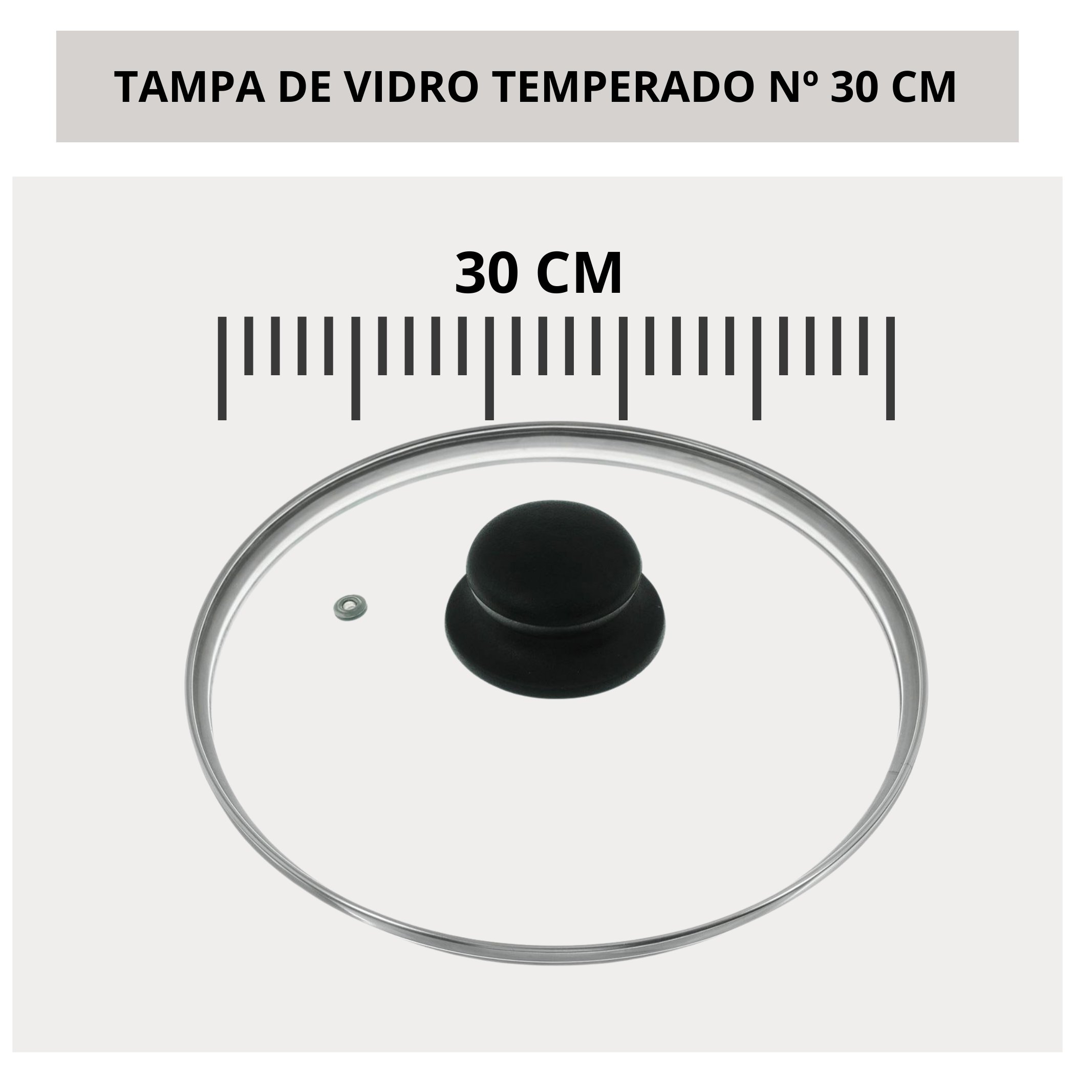 Tampa de Vidro Temperado Avulsa para Panela Caçarola Frigideira 30 Cm - 3