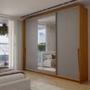 Ver imagem 3 de Guarda-Roupa Casal Mônaco 3 Portas 4 Gavetas com Espelho Freijó/Cinza - Panorama Móveis