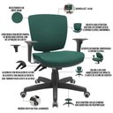 Ver imagem 4 de Cadeira de Escritório Executiva Office Base Giratória Preto Baixa Flexi P03 Poliéster Verde -