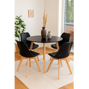 Ver imagem 1 de Kit Mesa Leda Preta 90cm Sala Jantar Cozinha com 4 Cadeiras Leda Estilo Nórdico Atual