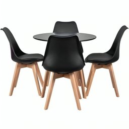 Kit Mesa Leda Preta 90cm Sala Jantar Cozinha com 4 Cadeiras Leda Estilo Nórdico Atual - 6
