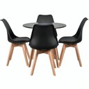 Ver imagem 2 de Kit Mesa Leda Preta 90cm Sala Jantar Cozinha com 4 Cadeiras Leda Estilo Nórdico Atual