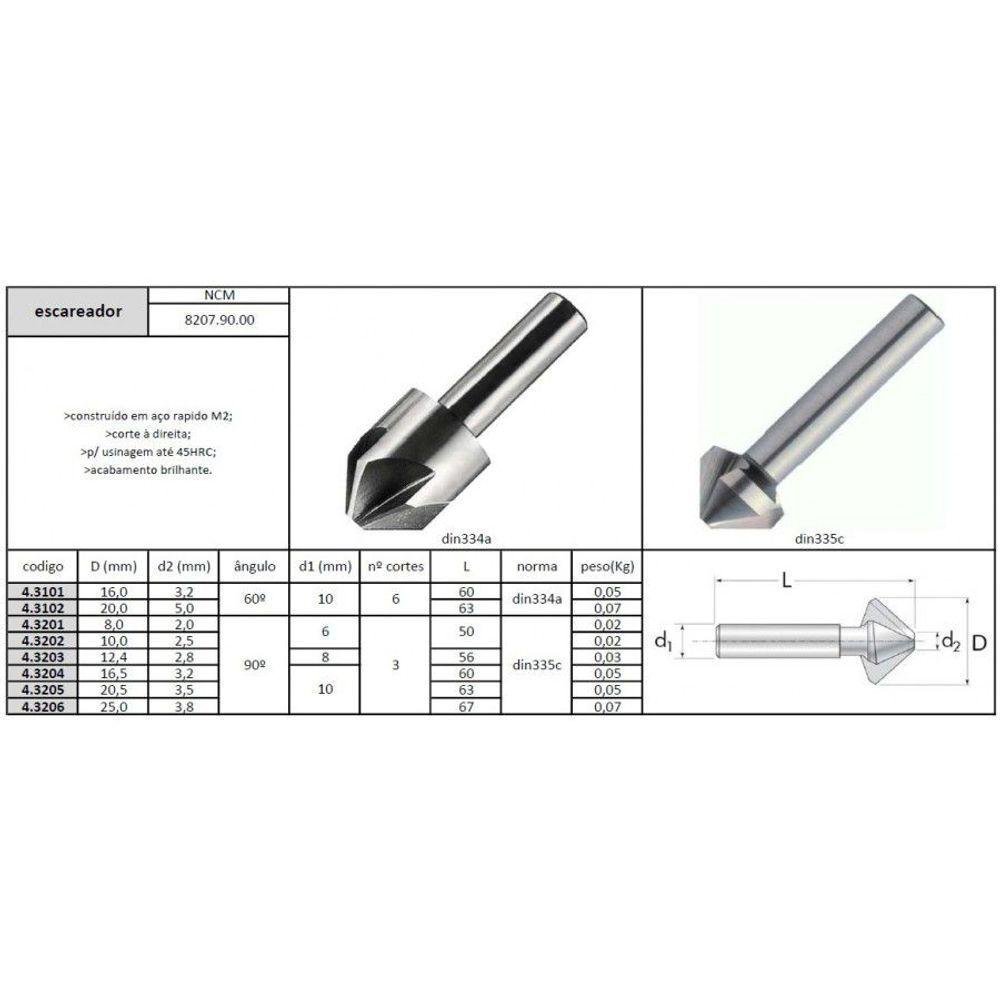 Escareador 90° 10 Mmx6h Din335c - Jg Tools - 2