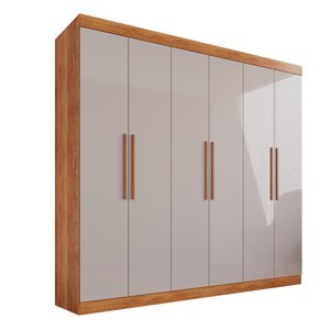 Guarda-roupa Casal 6 Portas 4 Gavetas Roma - Mais Móveis Cinamomo/offwhite