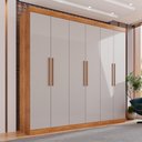 Ver imagem 2 de Guarda-roupa Casal 6 Portas 4 Gavetas Roma - Mais Móveis Cinamomo/offwhite