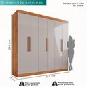 Ver imagem 3 de Guarda-roupa Casal 6 Portas 4 Gavetas Roma - Mais Móveis Cinamomo/offwhite