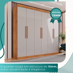 Guarda-roupa Casal 6 Portas 4 Gavetas Roma - Mais Móveis Cinamomo/offwhite - 6