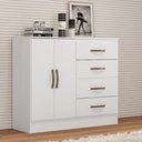 Ver imagem 3 de Cômoda 4 Gavetas 2 Portas Lite Branco Brilho 107cm Largura Sapateira Mdp