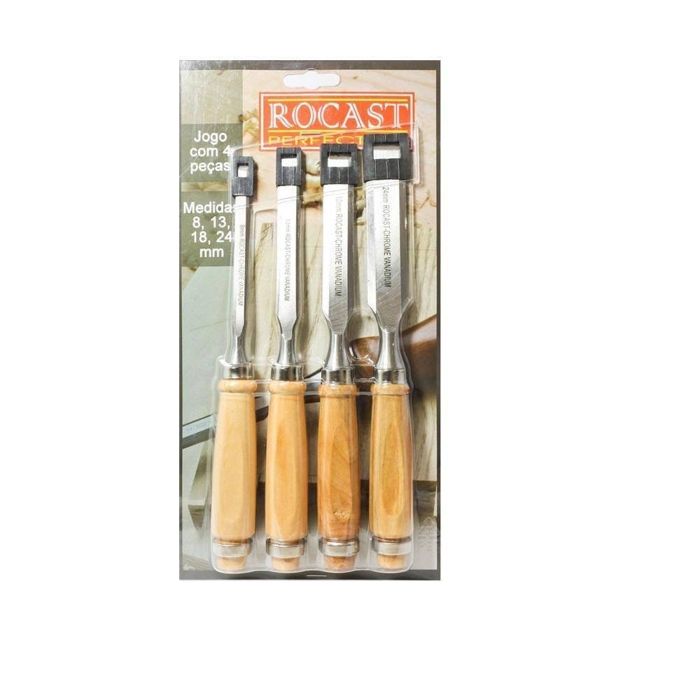Jogo Formões 4 Pcs - 8 A 24mm Rocast 177