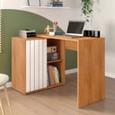 Ver imagem 1 de Mesa para Computador Amel Home 140cm Porta Ripada de Correr Mdp Freijo/offwhite G11 - Gran Belo