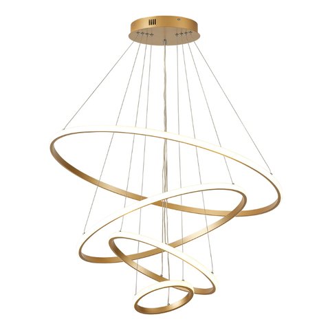 Pendente 4 Anéis Dourado Inverse 80cm Led 86w 3000k Bivolt Cabo de 3 Metros Paris Luz