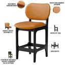 Ver imagem 4 de Kit 06 Banquetas Baixa Bar Cozinha E Sala De Jantar Fixa Betta Preto Couríssimo Whisky - Lyam Decor