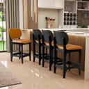 Ver imagem 2 de Kit 06 Banquetas Baixa Bar Cozinha E Sala De Jantar Fixa Betta Preto Couríssimo Whisky - Lyam Decor