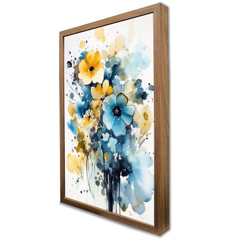 Quadro Decorativo Floral Luxo Flores Tons Pasteis em Moldura Caixa Tacolado Moldura Caixa Alta 4,5cm
