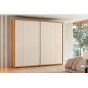 Ver imagem 1 de Roupeiro com Escada Dalí 100% Mdf Ripado 2 Portas e 8 Gavetas - Cinamomo Off White - Madetec