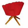 Poltrona decorativa Petala Giratoria em Madeira vermelho veludo para sala,salão,escritorio Dalaqua-D - 2