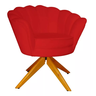 Poltrona decorativa Petala Giratoria em Madeira vermelho veludo para sala,salão,escritorio Dalaqua-D - 1