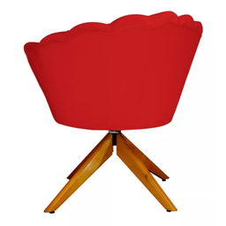 Poltrona decorativa Petala Giratoria em Madeira vermelho veludo para sala,salão,escritorio Dalaqua-D - 3