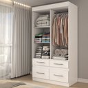 Ver imagem 3 de Guarda-roupa Solteiro Trento 2 Portas 4 Gavetas com Espelho Flex Branco/rosa - Panorama Móveis