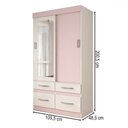 Ver imagem 5 de Guarda-roupa Solteiro Trento 2 Portas 4 Gavetas com Espelho Flex Branco/rosa - Panorama Móveis