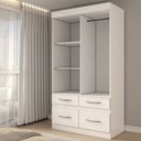 Ver imagem 6 de Guarda-roupa Solteiro Trento 2 Portas 4 Gavetas com Espelho Flex Branco/rosa - Panorama Móveis