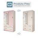 Ver imagem 7 de Guarda-roupa Solteiro Trento 2 Portas 4 Gavetas com Espelho Flex Branco/rosa - Panorama Móveis