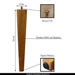 Kit 4 Pés Palito Quadrado Madeira 30cm para Poltrona Mesa Lateral Puff Mel G75 - Gran Belo Pé Palito - 2