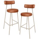 Ver imagem 1 de Kit 02 Banquetas Alta Bar Cozinha Sala de Jantar Aço Milão Arena L02 Couríssimo Camel - Lyam Decor
