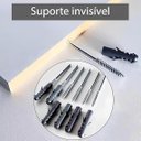 Ver imagem 4 de Prateleira Lisa 90x30cm Suporte Invisível Mdf Reta Branco de Parede Livro Organizadora Cozinha Quart