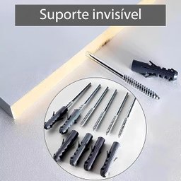 Prateleira Lisa 90x30cm Suporte Invisível Mdf Reta Branco de Parede Livro Organizadora Cozinha Quart - 4
