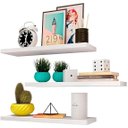 Ver imagem 1 de Prateleira Lisa 90x30cm Suporte Invisível Mdf Reta Branco de Parede Livro Organizadora Cozinha Quart