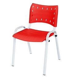 Cadeira Iso Base Branco Escola, Escritório Vermelho - 2