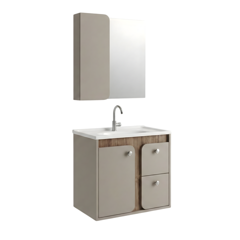 Conjunto Gabinete de Banheiro Rafaela Suspenso 60cm